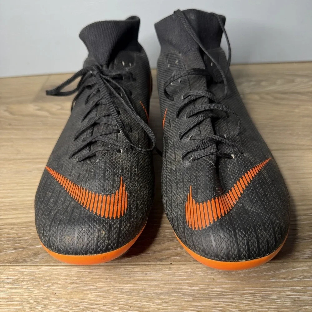 Nike Superfly 6 Pro FG Soccer Cleats Flyknit Black Orange Size 9 AH7368-081